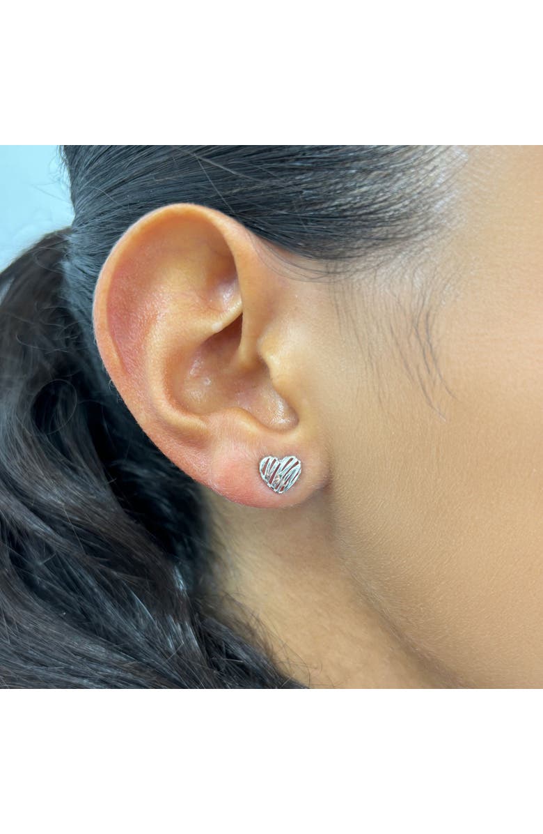 The Lovery Fine Jewelry Scribble Heart Stud Earrings, Alternate, color, White Gold