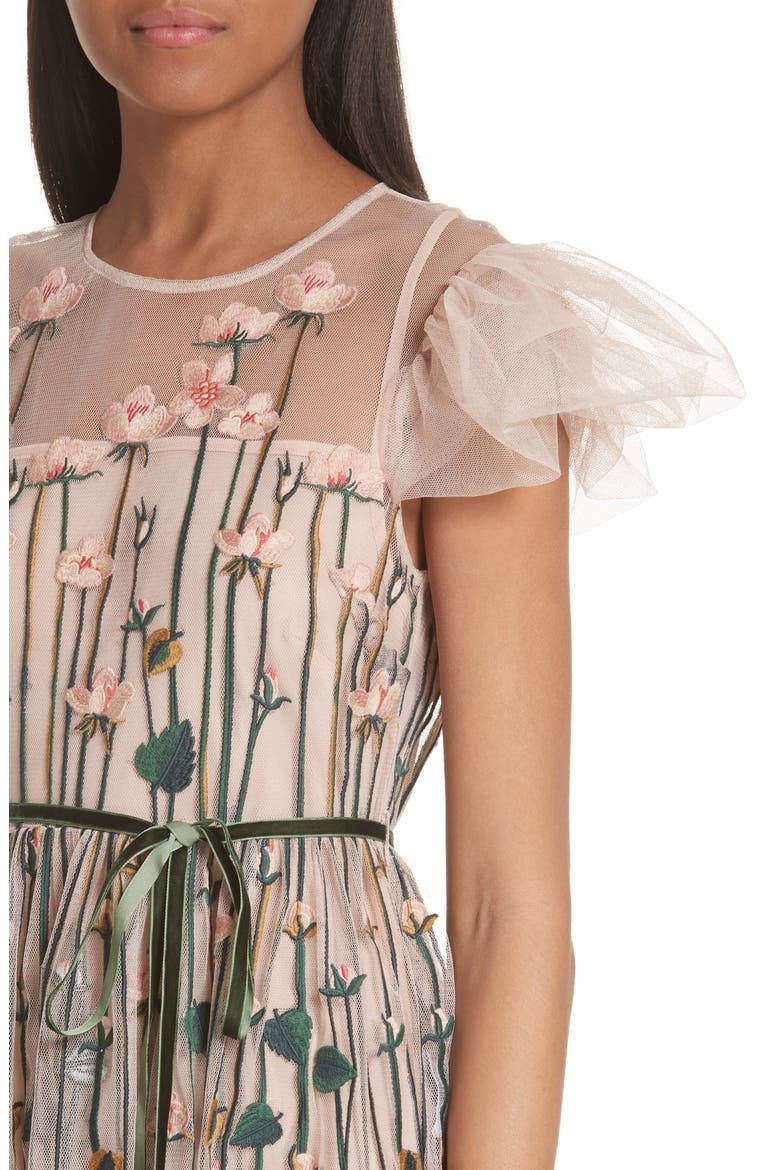Floral Embroidered Dress, Alternate, color, NUDE