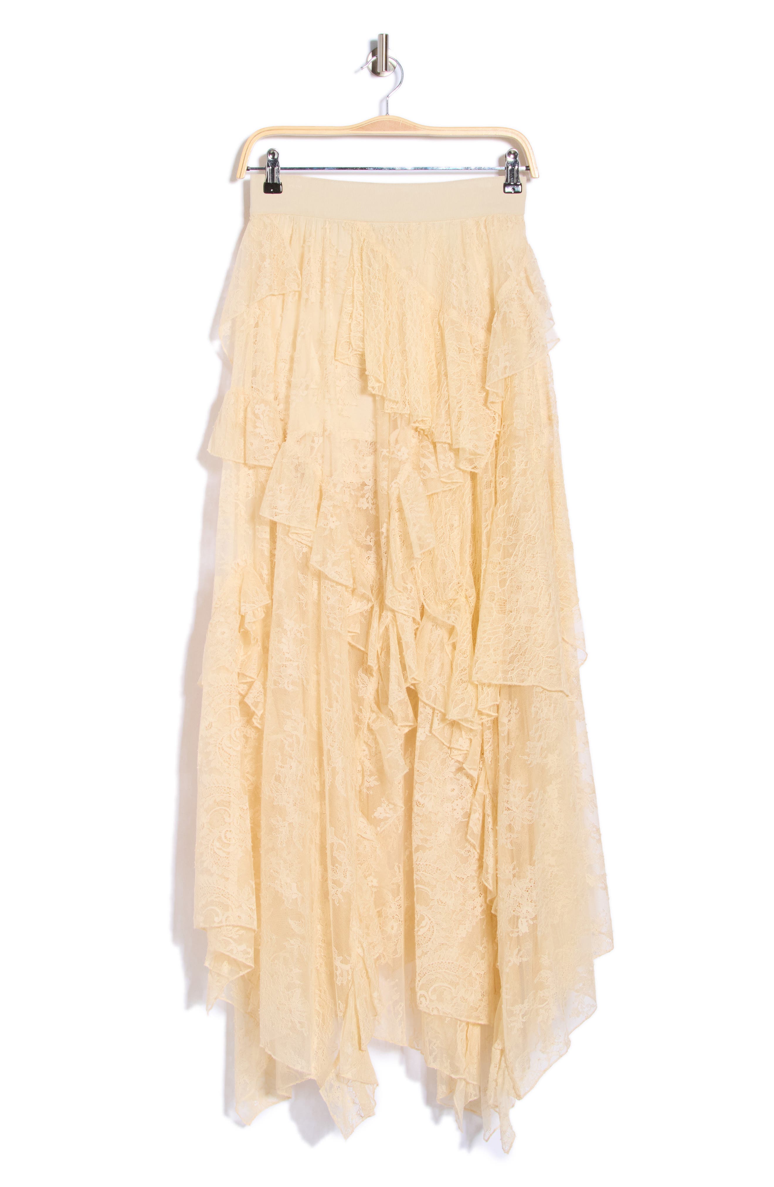 Alice + Olivia Karys Mixed Media Asymmetric Maxi Skirt