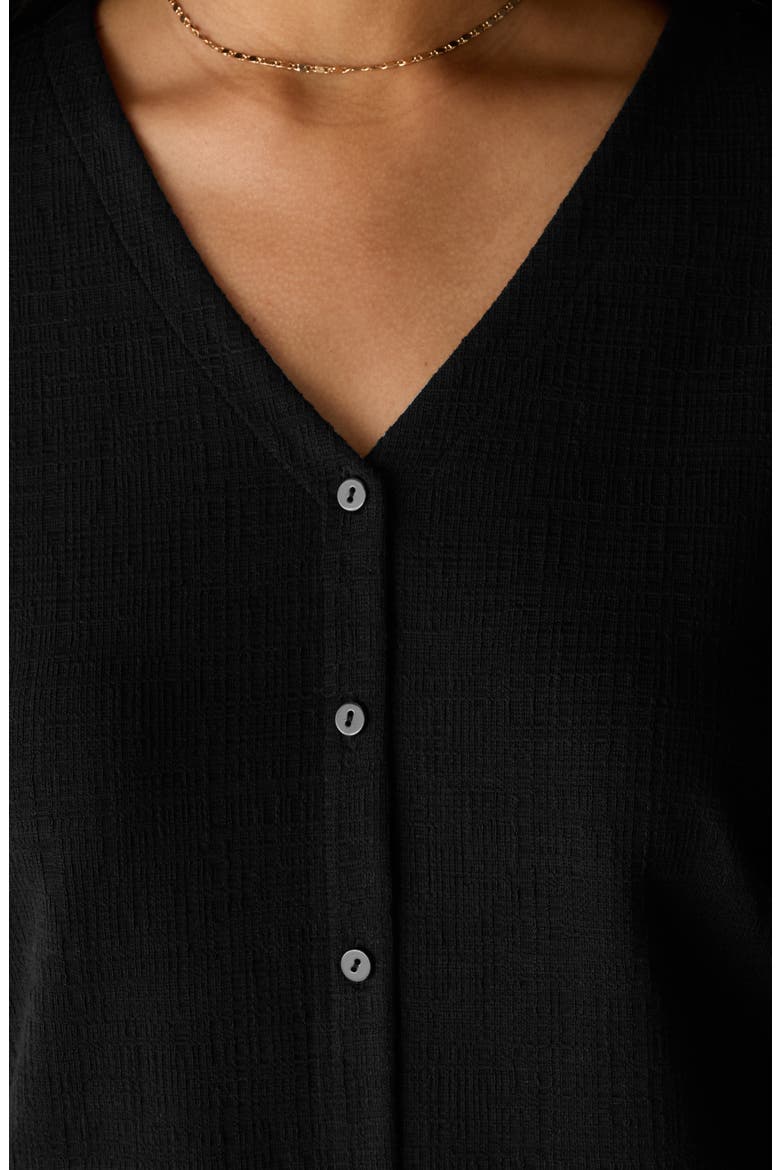 V-Neck Button Front Cardigan, Alternate, color, BLACK