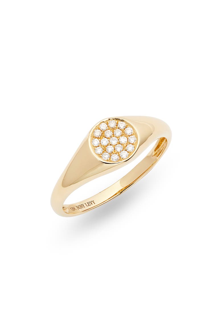 Kiera Classic Diamond Signet Ring (Nordstrom Exclusive), Main, color, DIAMOND/ YELLOW GOLD