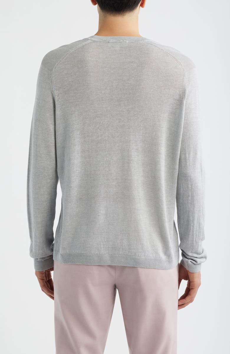 Jack Victor Cormack Long Sleeve Crewneck Linen & Silk Pullover, Alternate, color, Light Grey