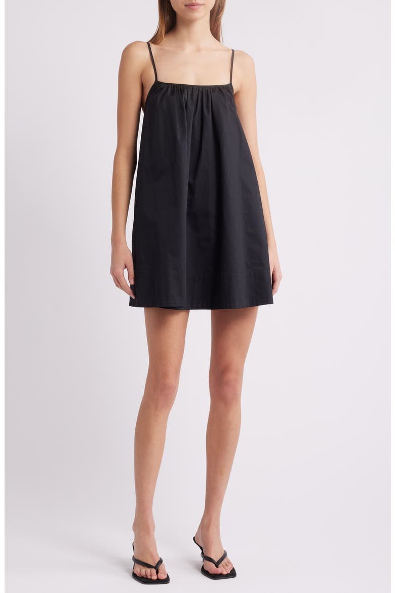 Lindsay Cotton Poplin Babydoll Minidress, Main, color, NOIR