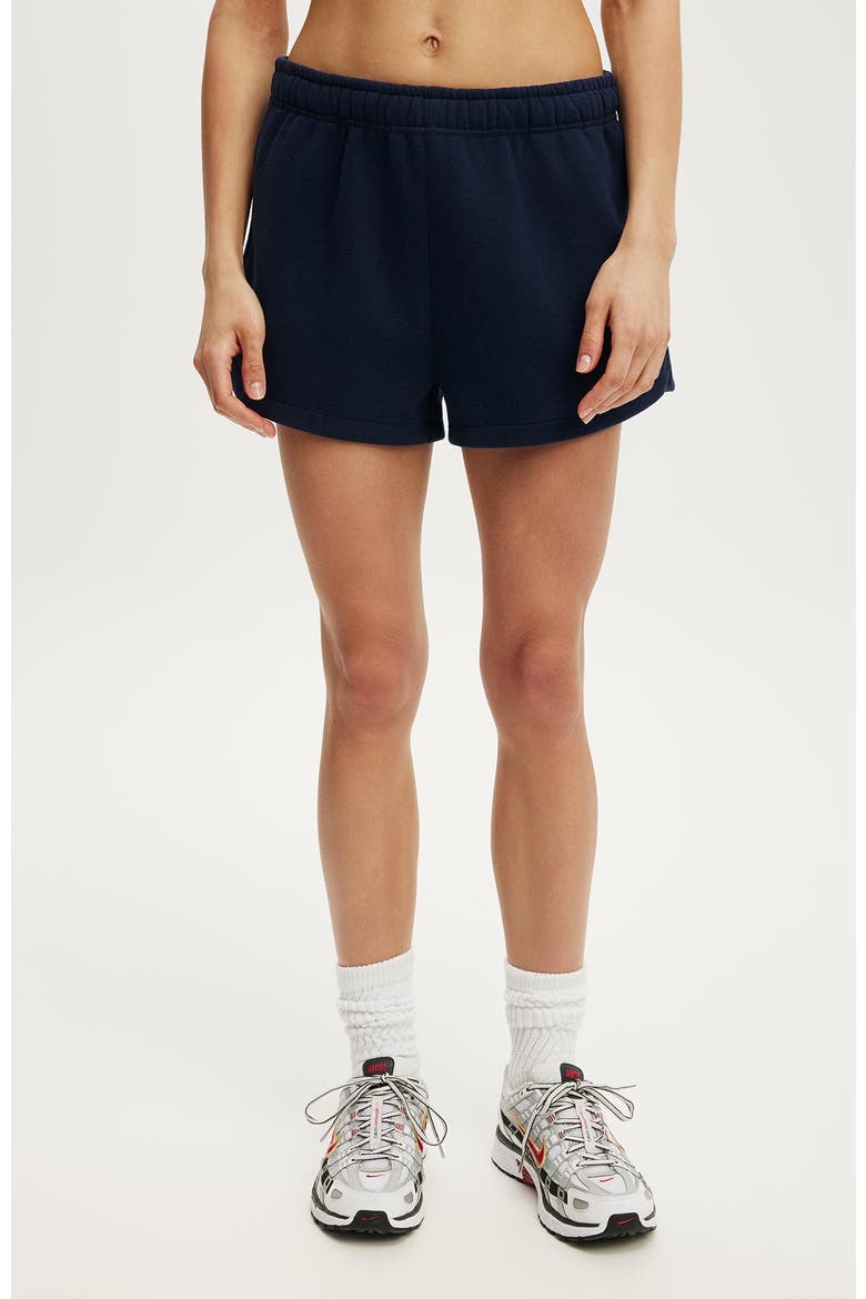 Women's Active Plush Classic Mini Short, Alternate, color, Prep Sport Navy