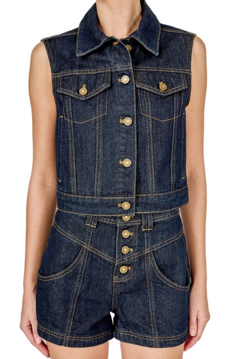 Crop Denim Vest