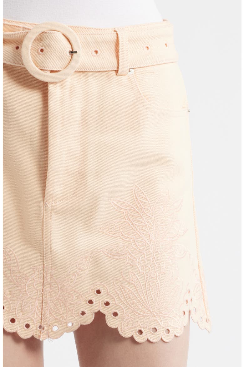 Belted Cotton Twill Miniskirt, Alternate, color, PINK