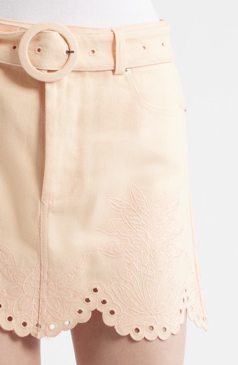 FARM Rio Belted Cotton Twill Miniskirt, Alternate, color, Pink