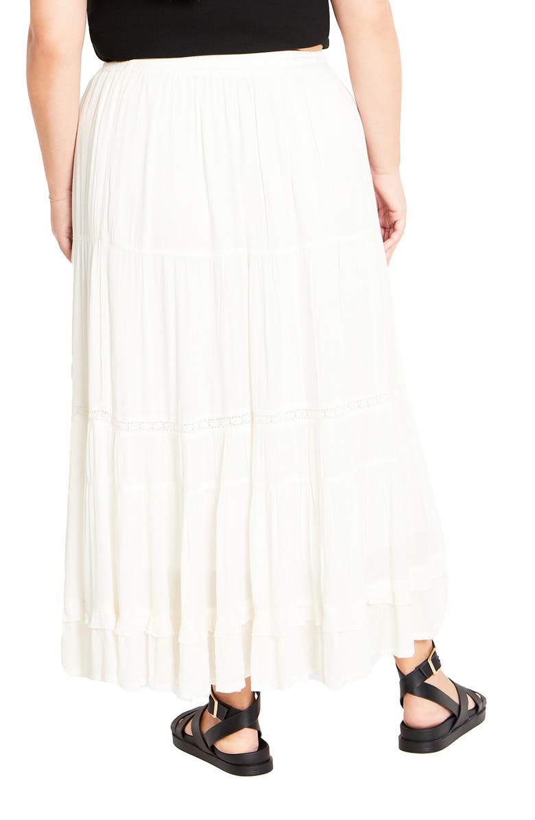 City Chic Aurora Tiered Maxi Skirt, Alternate, color, Ivory