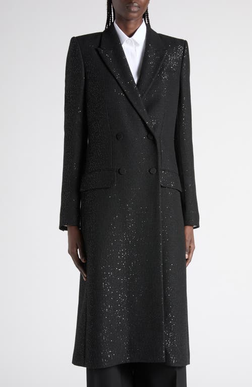 Tom Ford Sequined Wool Blend Crepe Double Breasted Coat Clothing In Black