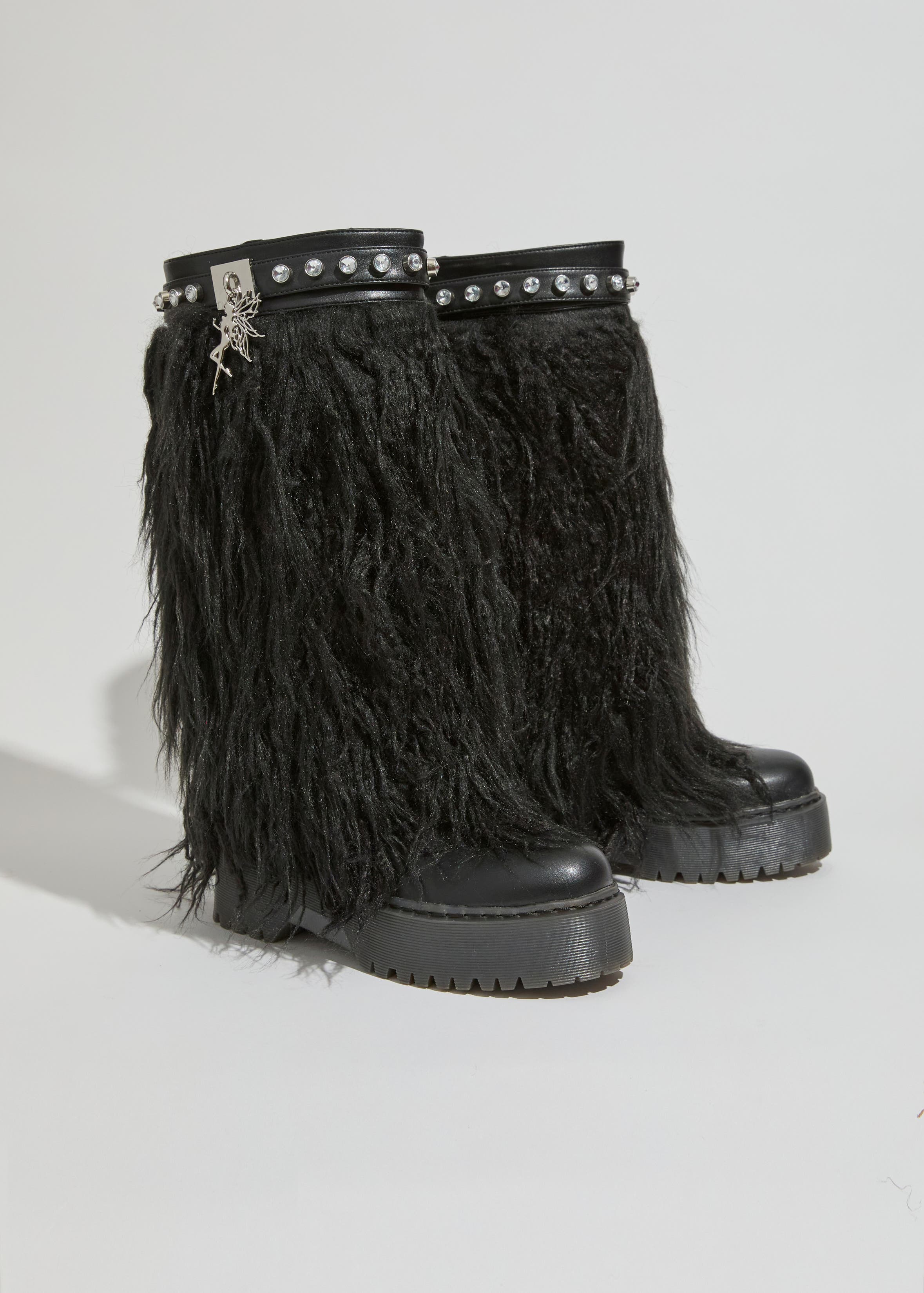 SPARKL Iconique Fur Boots, Alternate, color, Black