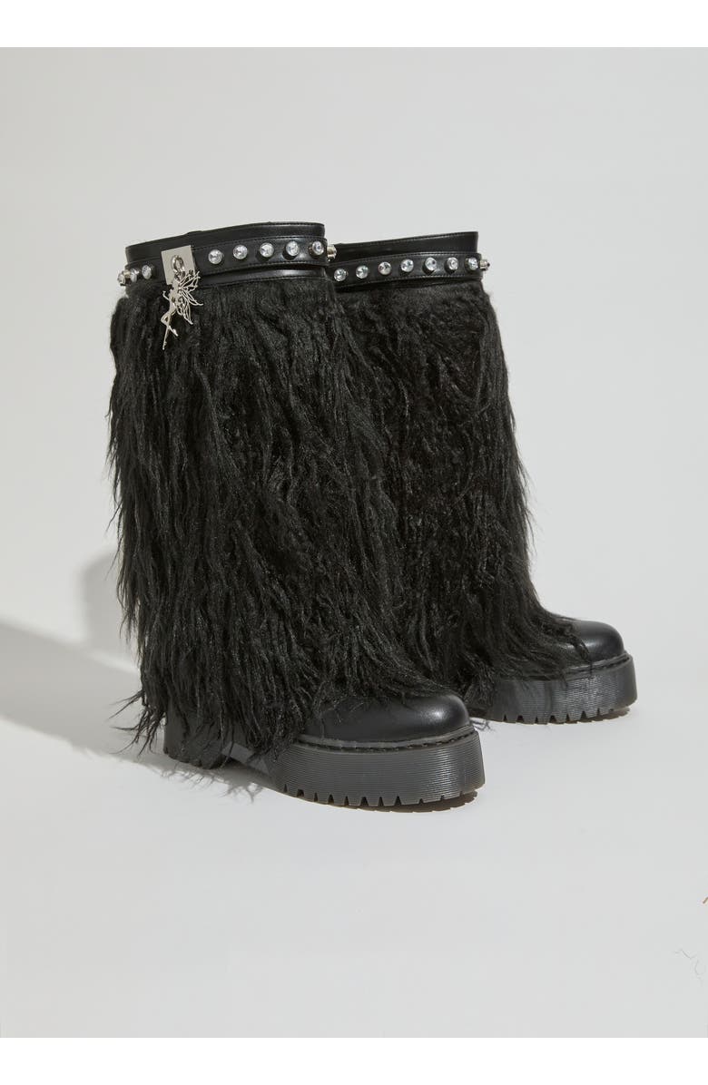 SPARKL Iconique Fur Boots, Alternate, color, Black