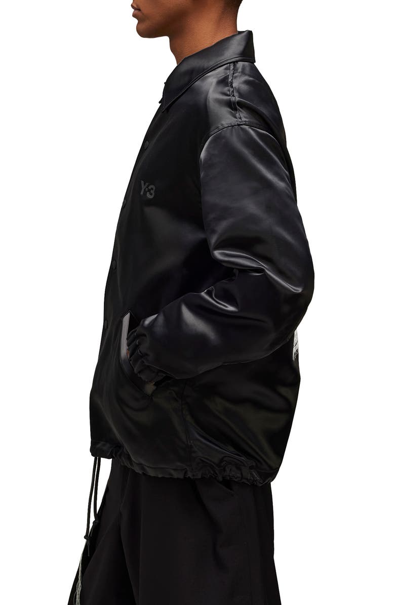 Y-3 Logo Detail Satin Coach Jacket, Alternate, color, 