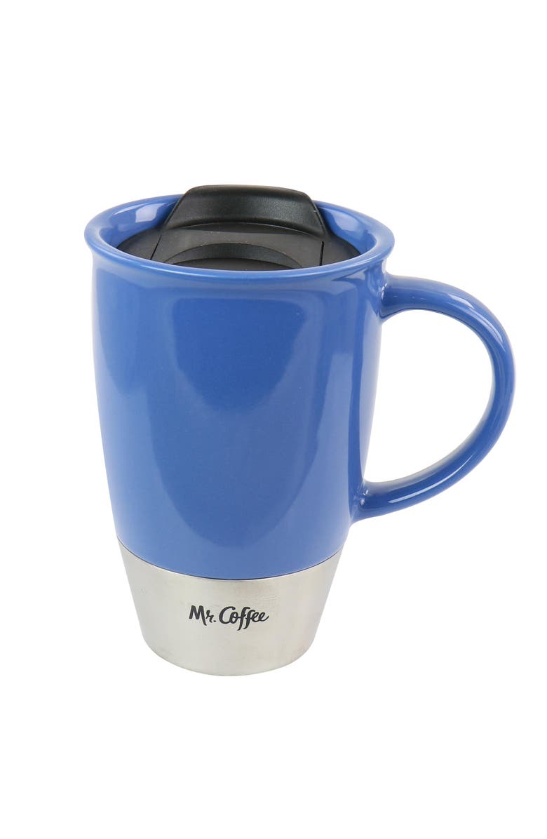 Mr. Coffee Coffee14 oz Stoneware Assorted Travel Mug Set of 3, Alternate, color, Blue