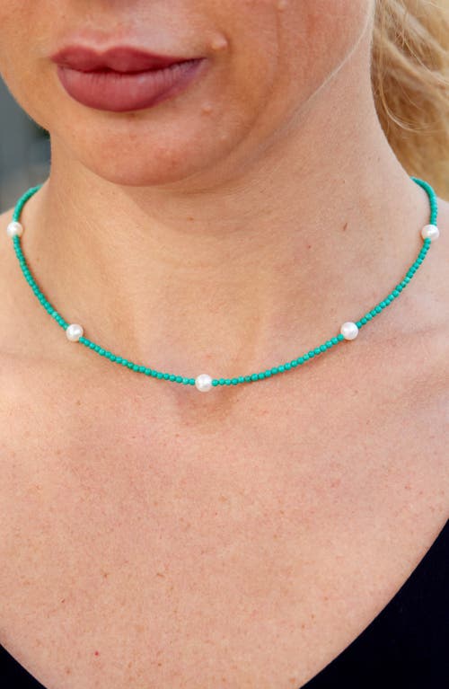 Savvy Cie Jewels Cultured Freshwater Pearl & Turquoise Beaded Necklace In Multi