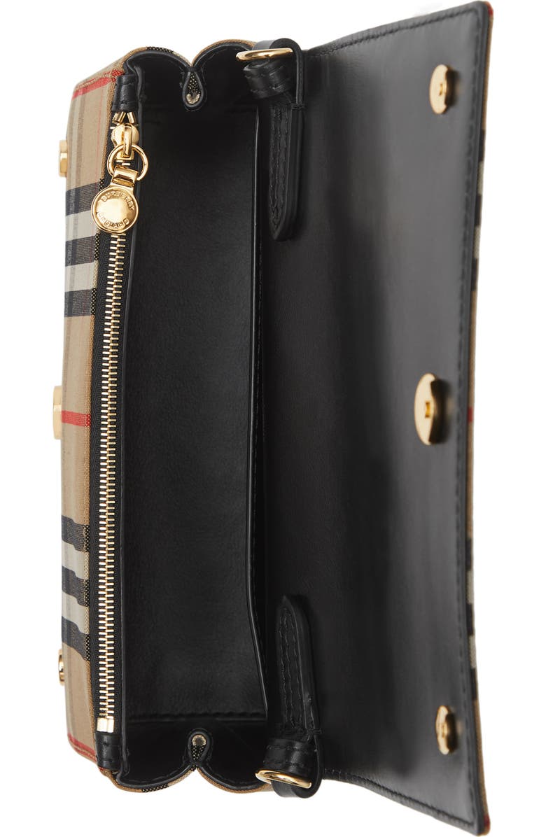 Burberry Small Vintage Check & Leather Crossbody Bag, Alternate, color,