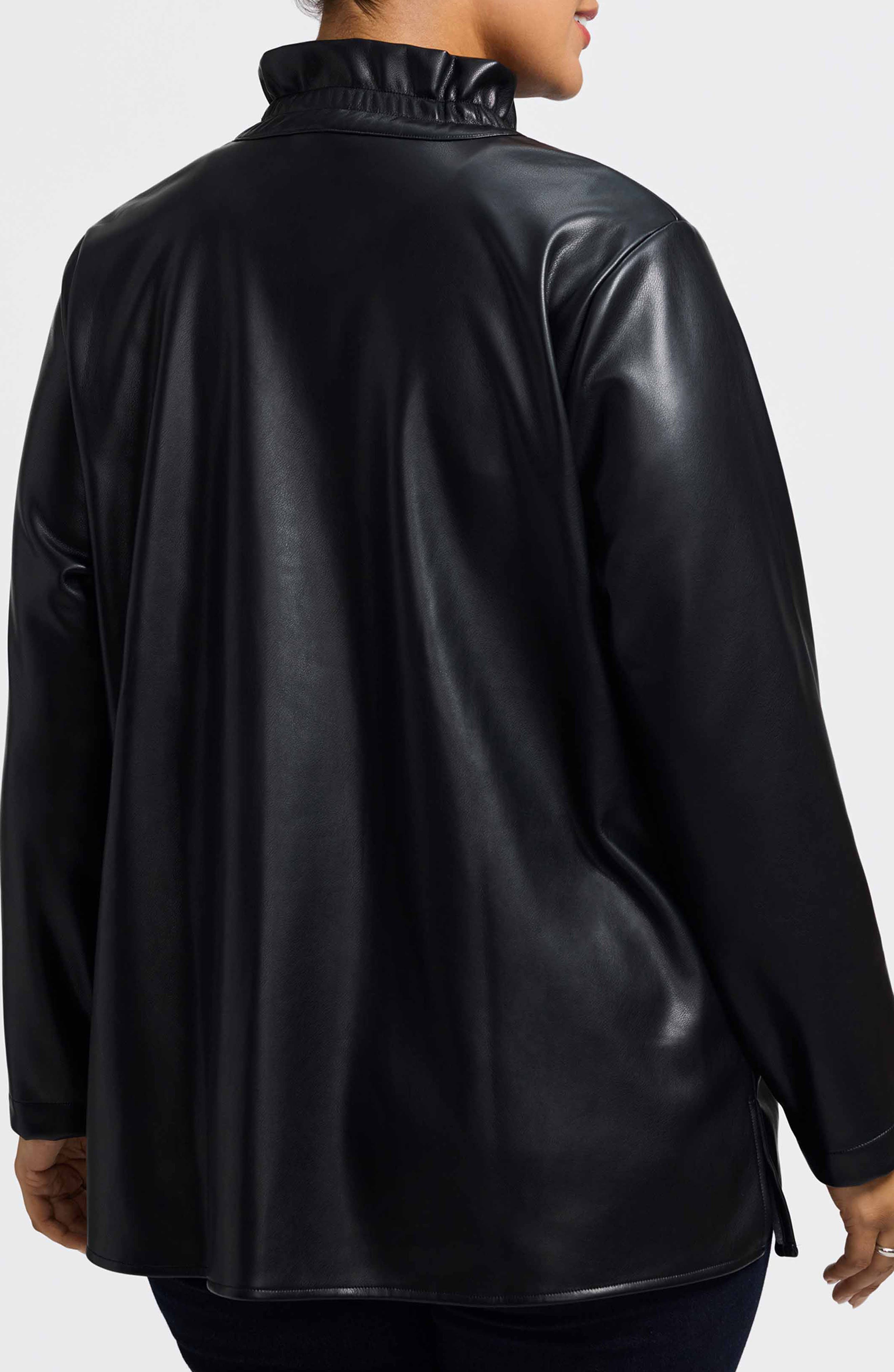 Carolina Faux Leather Button-Up Shirt Jacket - image 2