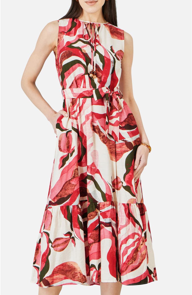 Yumi Viscose Swirl Print Midi Dress, Alternate, color, Pink