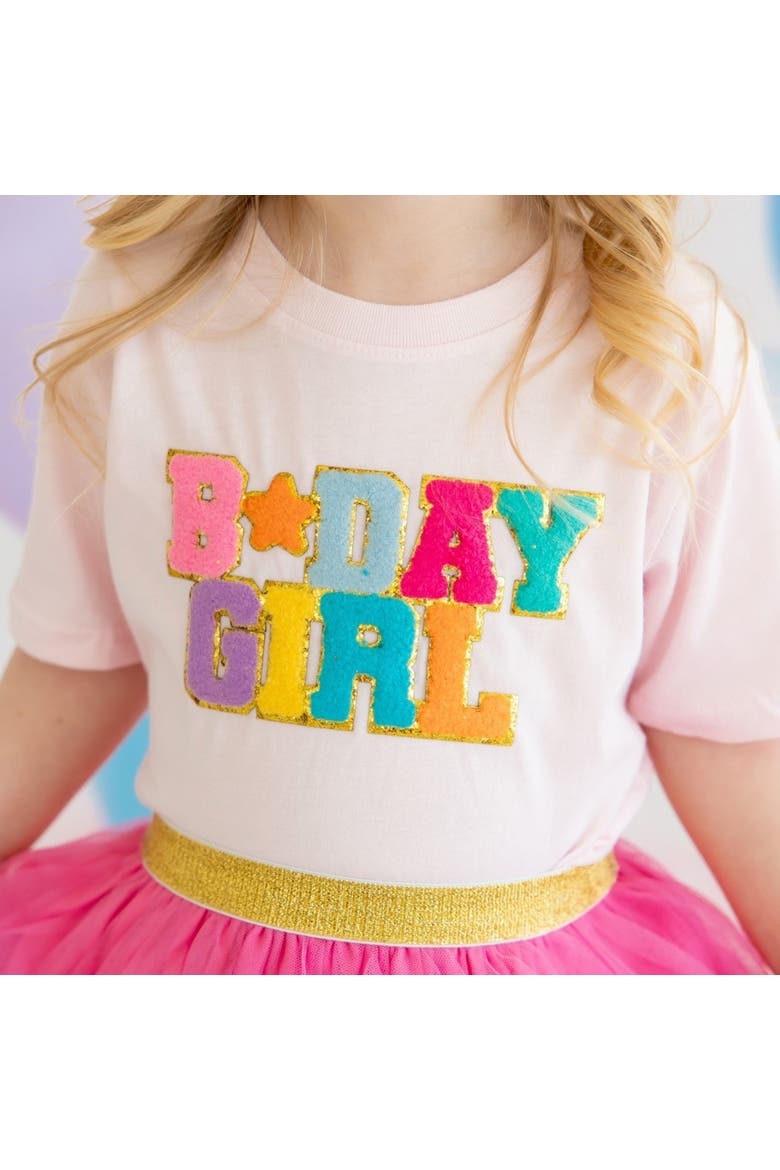 Birthday Girl Patch Short Sleeve T-Shirt, Alternate, color, Ballet Pink