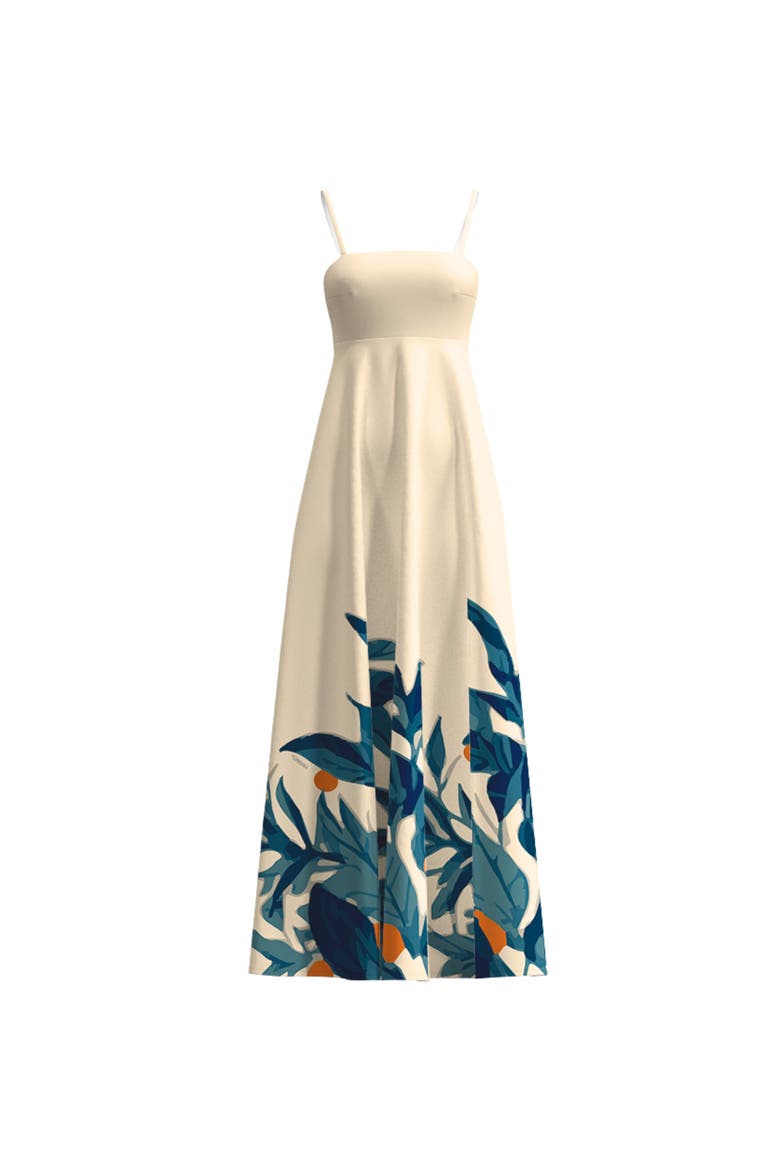 Printed Cotton Poplin Oria Strappy Midi Dress Zest Navy, Alternate, color, Zest Navy