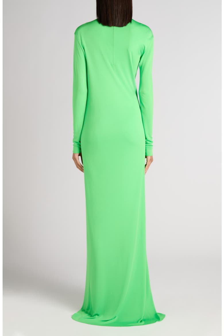 Slash Cutout Long Sleeve Fluid Jersey Gown, Alternate, color, GREEN CLOVER