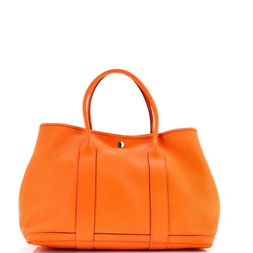 Pre-owned Hermes Hermes Garden Party Tote Leather 36 In Orange
