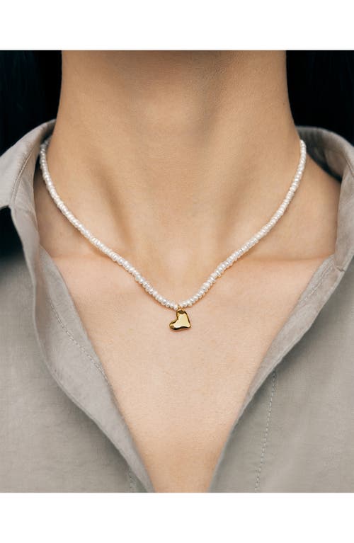 Monica Vinader Mini Heart Freshwater Pearl Necklace In Multi