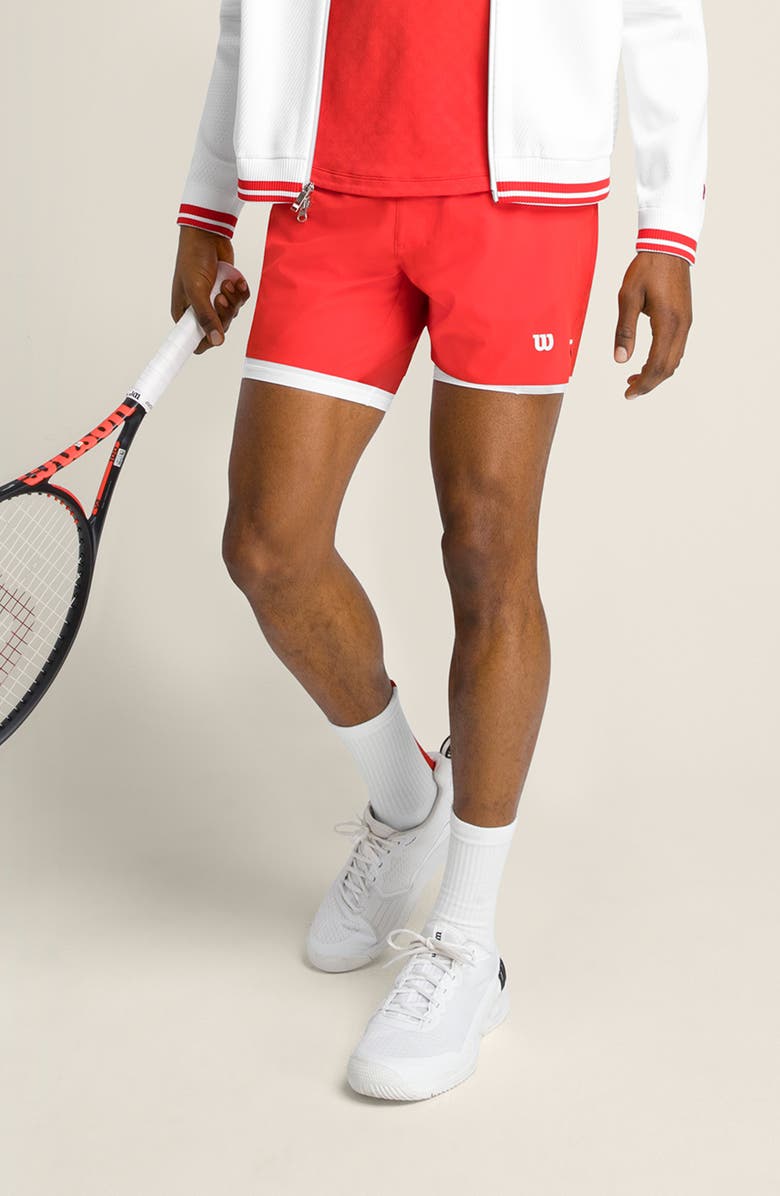 WILSON Tournament V2 Tennis Shorts, Main, color, Infrared