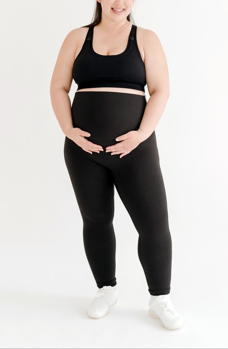 AXK Women's Athletic Maternity Legging with Supportive Belly Band, Alternate, color, Black