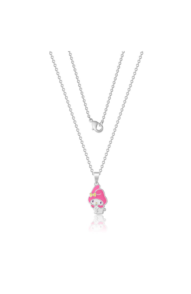 Hello Kitty Silver Plated and Clear Crystal My Melody Pendant, 18'' Chain, Alternate, color, Silver, Pink