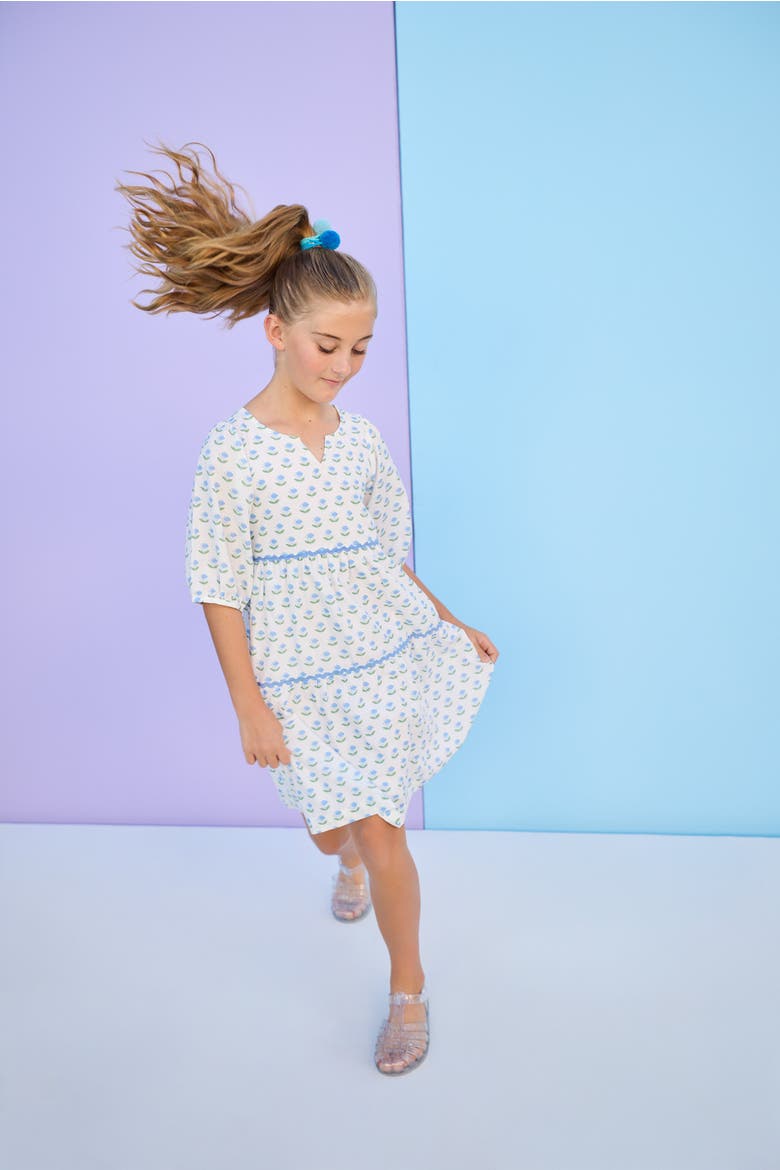 Kids' Madaket Dress, Alternate, color, Blue Tulip Block Print