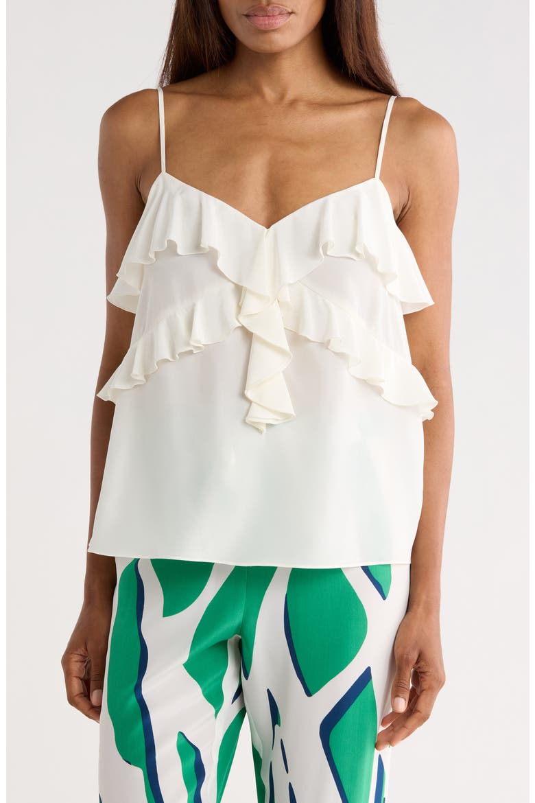 Eleni Ruffle Silk Crop Camisole, Main, color, IVORY