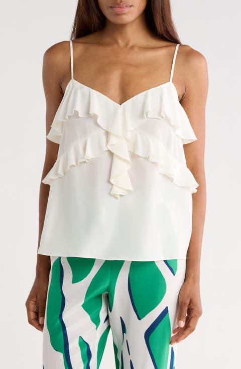 Eleni Ruffle Silk Crop Camisole