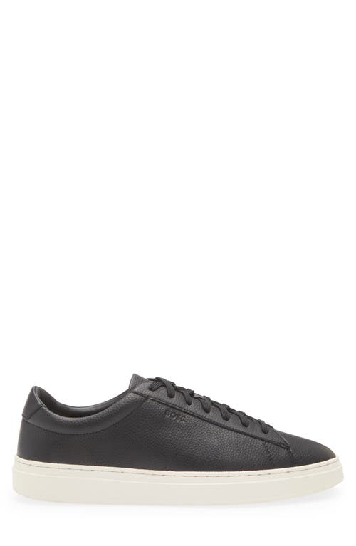 Hugo Boss Low-top Trainers In Grained Faux Leather In Black