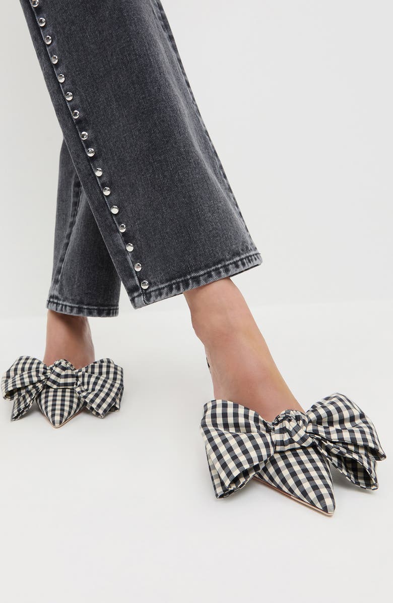 Loeffler Randall Margot Bow Silk Mule, Alternate, color, Black/ White Gingham
