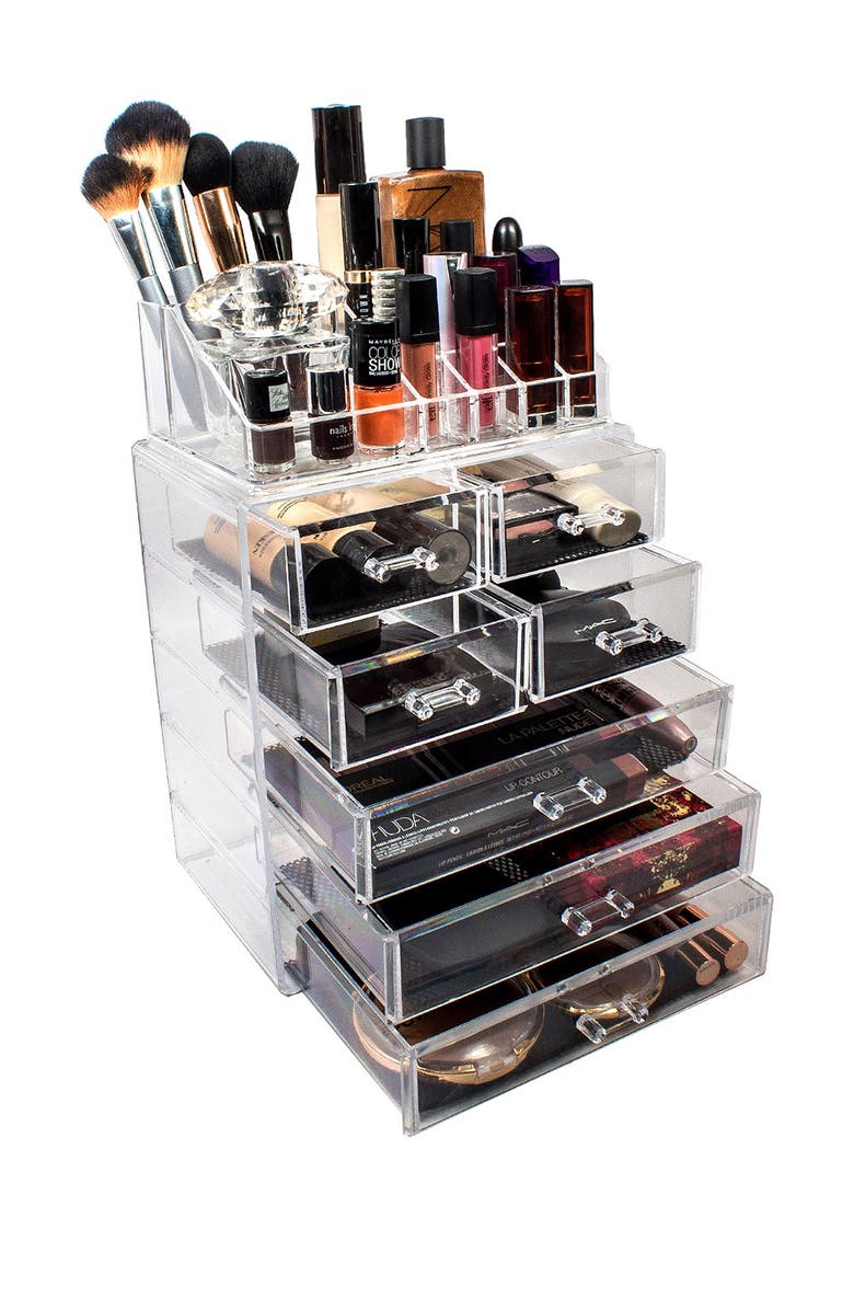 SORBUS Acrylic 7 Drawer & Top Organizer Cosmetics Makeup & Jewelry Storage Case Display Set, Alternate, color, Clear