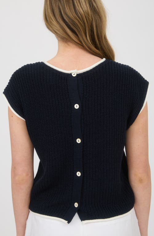 Blu Pepper Cap Sleeve Button Back Sweater
