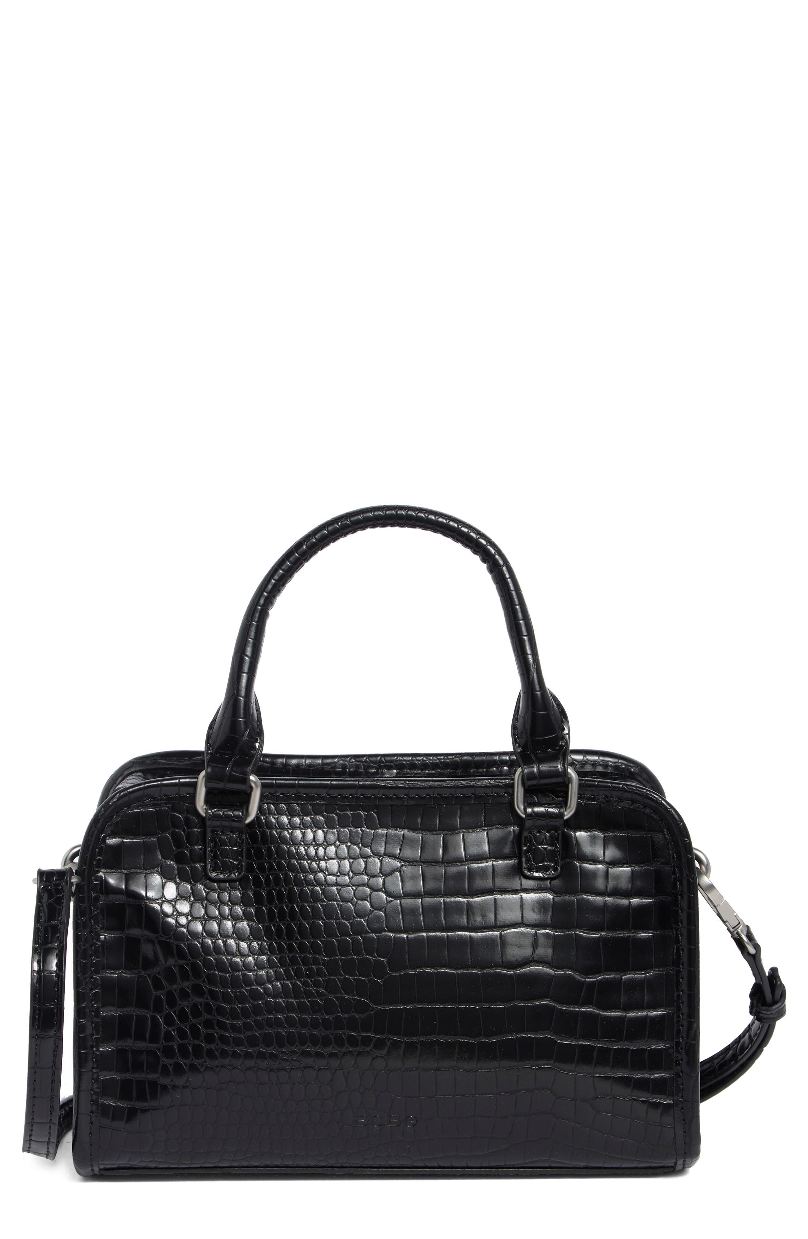 Mini Zip Top Handle Bag, Main, color, BLACK