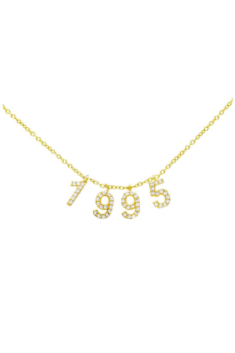 Personalized Pavé Year Necklace, Main, color, GOLD