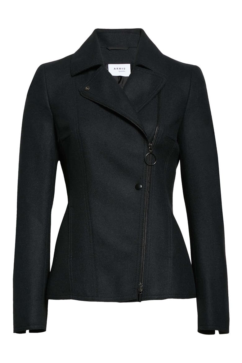 Wool Moto Jacket, Alternate, color, BLACK