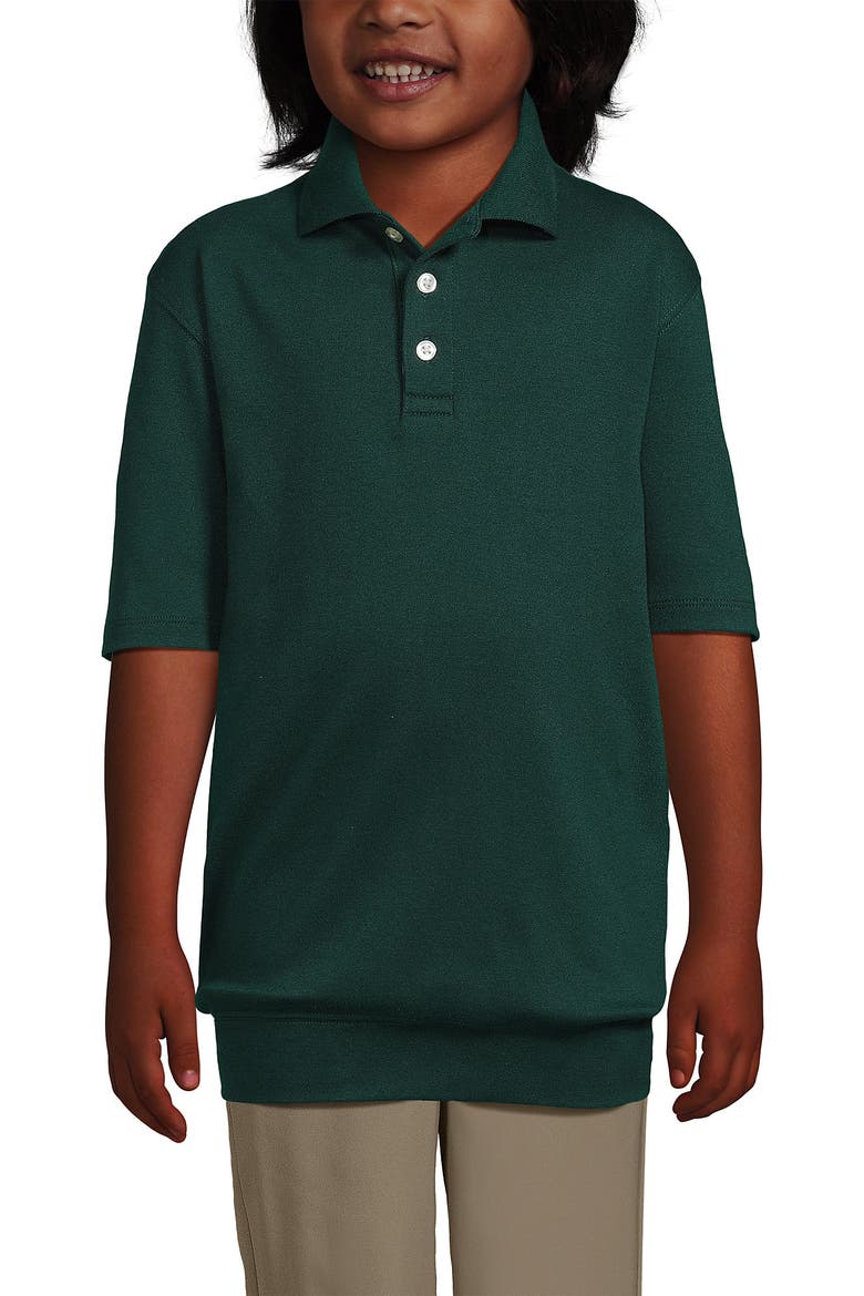 School Uniform Big Kids Short Sleeve Banded Bottom Polo Shirt, Alternate, color, Evergreen