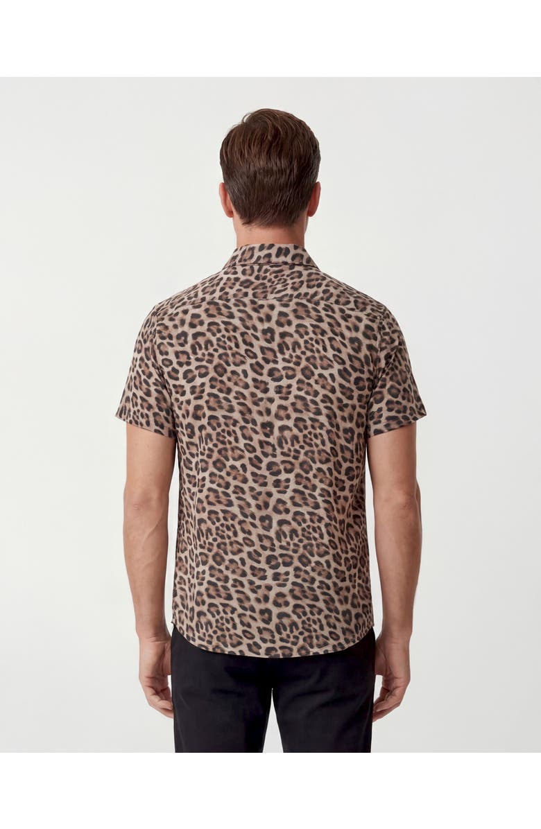 Lords of Harlech Leopard Mens Linen Button-up Shirt, Alternate, color, Leopard Brown