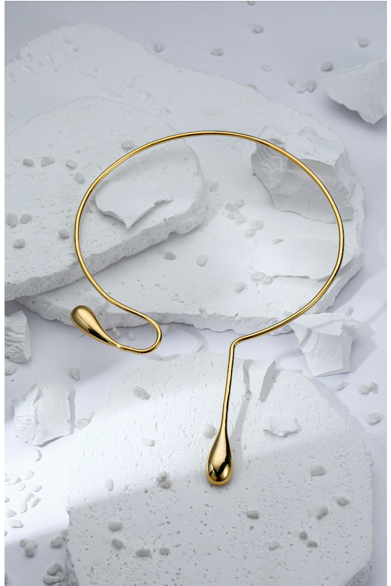 CyberVanguard Water Drop Necklace, Alternate, color, Gold