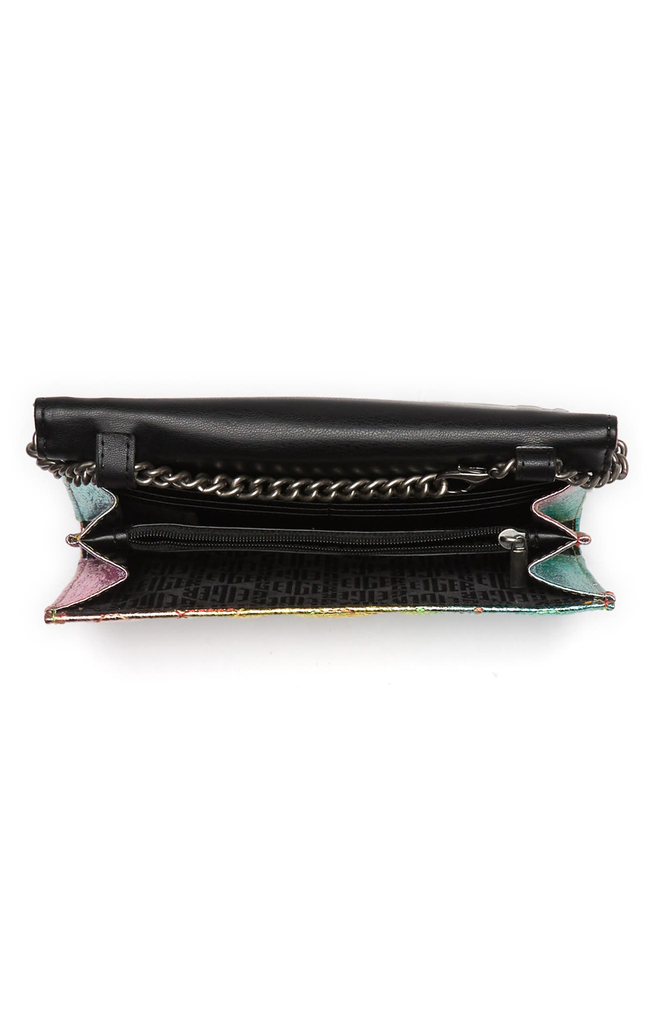 Kurt Geiger London Brixton Metallic Leather Wallet on Chain, Alternate, color, 