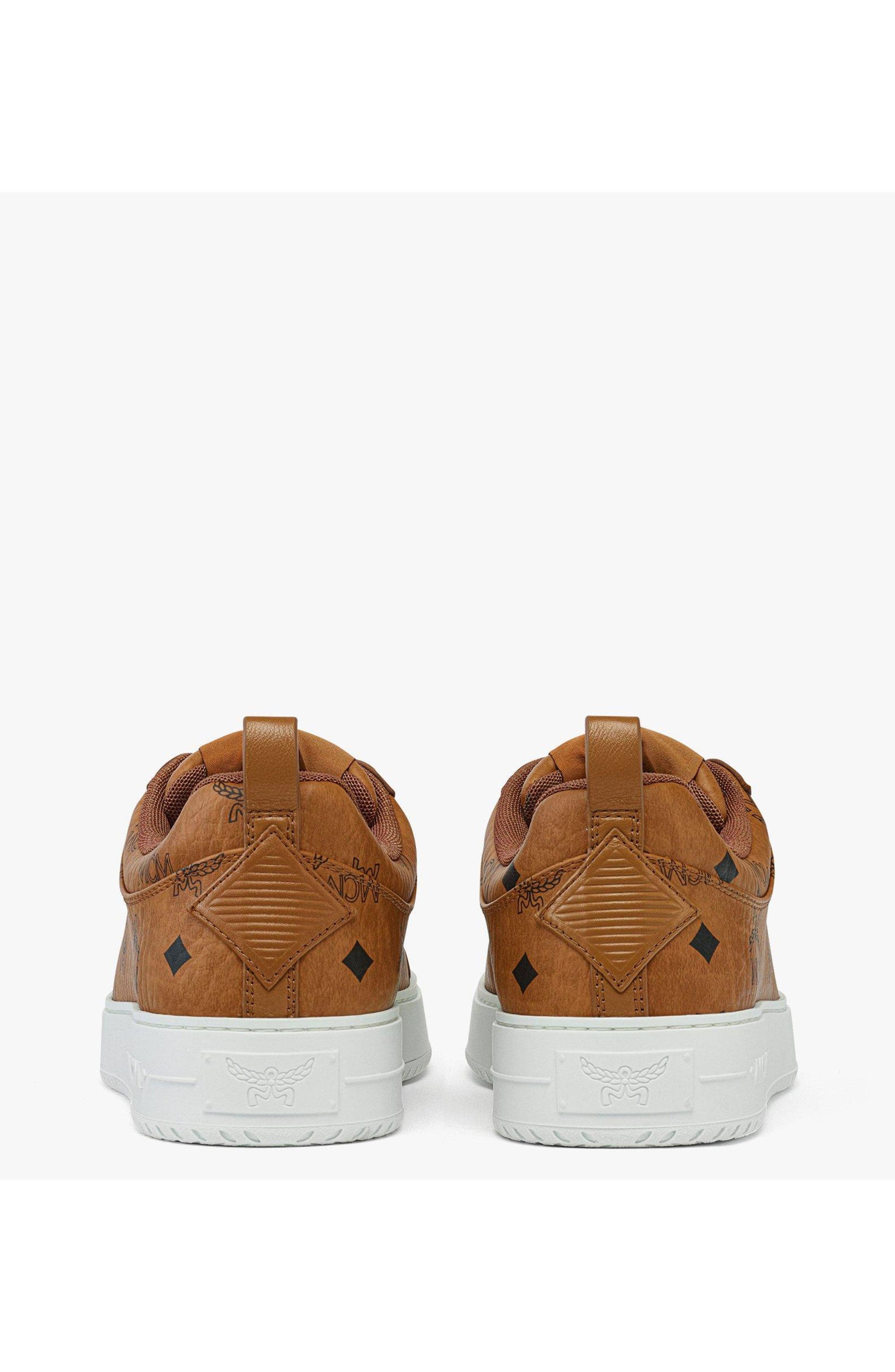 MCM Neo Terrain Lo Sneakers in Visetos, Alternate, color, Cognac