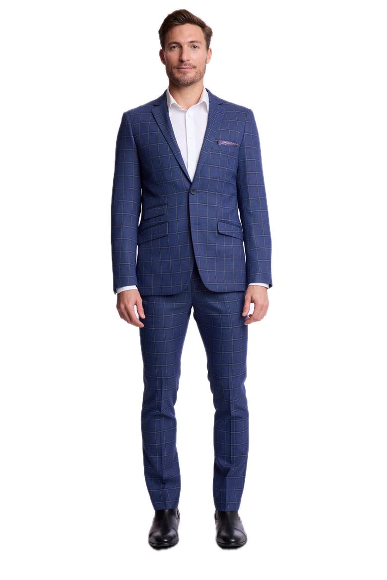 Dover Slim Fit Notch Lapel Suit Jacket, Alternate, color, DARK BLUE WINDOWPANE