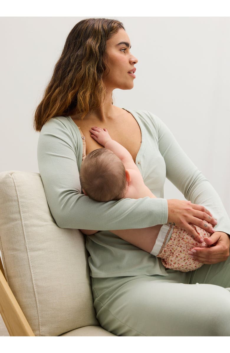 HATCH Collection The Softest Rib Nursing Cardigan, Main, color, Sage