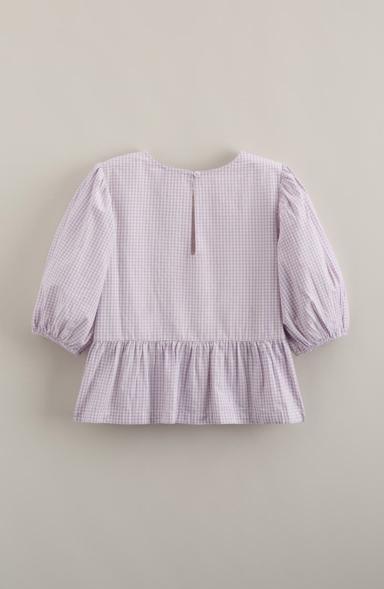 Nordstrom Kids' Bow Front Peplum Top, Alternate, color, Purple Secret Gingham