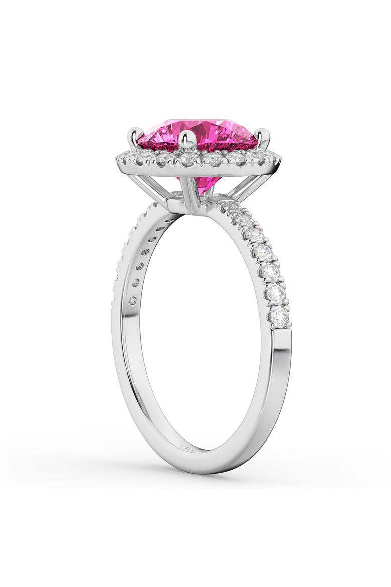 Halo Pink Tourmaline & Diamond Engagement Ring 14K, Alternate, color, 2.50ct/White Gold