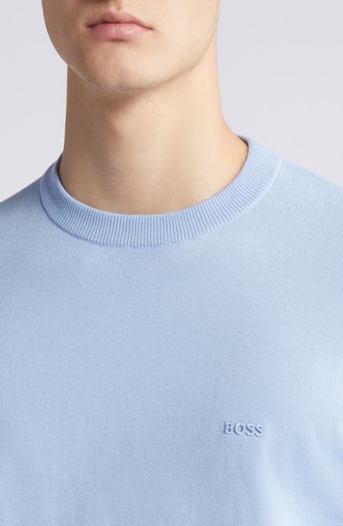 Hugo Boss Boss Pacas Cotton Crewneck Sweater In Light Blue