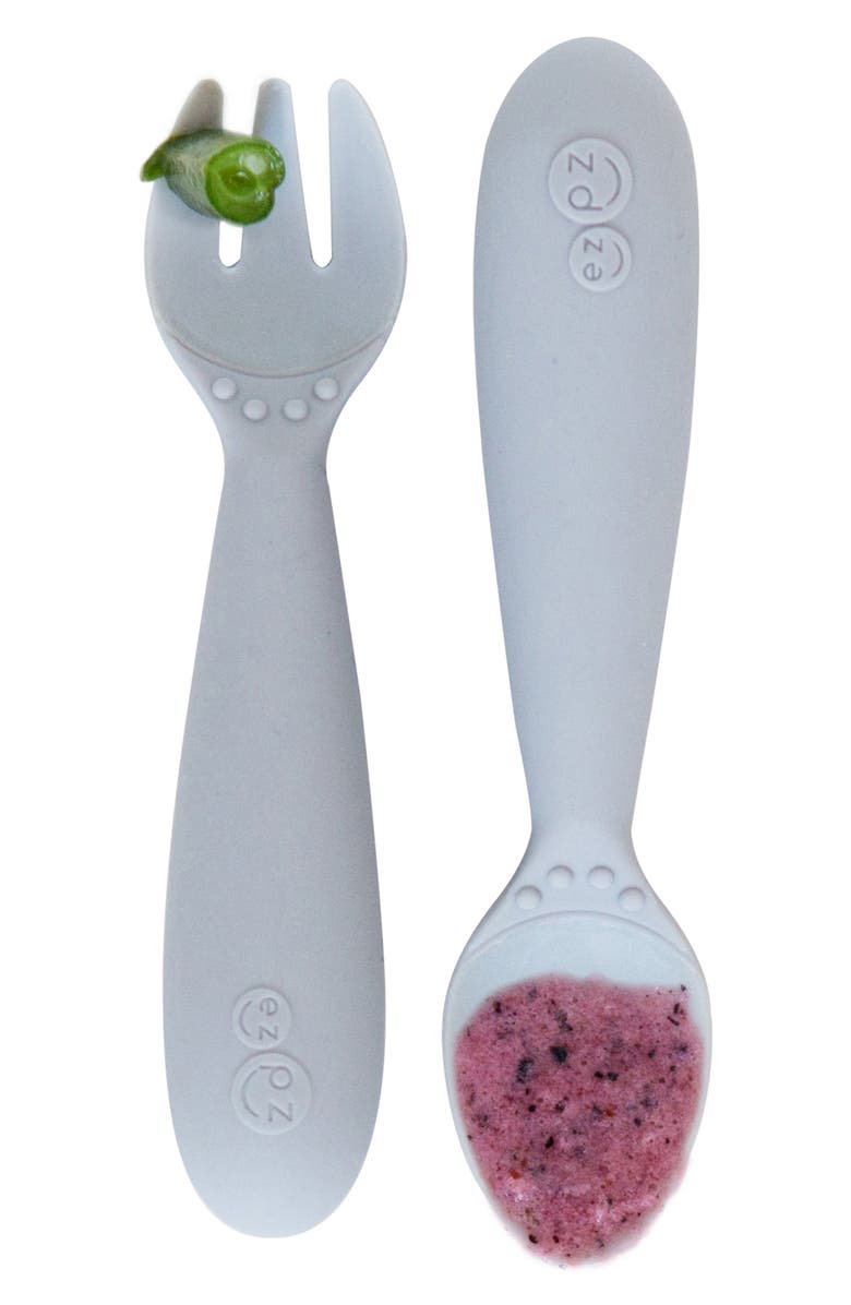 ezpz Mini Utensils Set, Alternate, color, Pewter